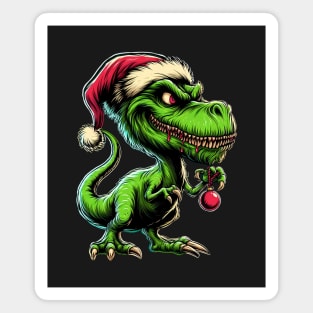 Tyrannosaurus Rex as The Grinch on Christmas Magnet